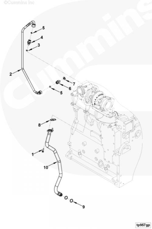 Трубка слива масла с турбины для двигателя Cummins 4ISBе 4.5L