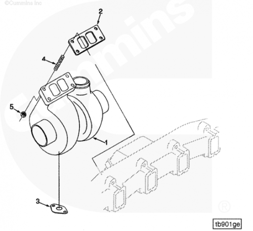 Прокладка трубки слива масла с турбины для двигателя Cummins 6BT / EQB