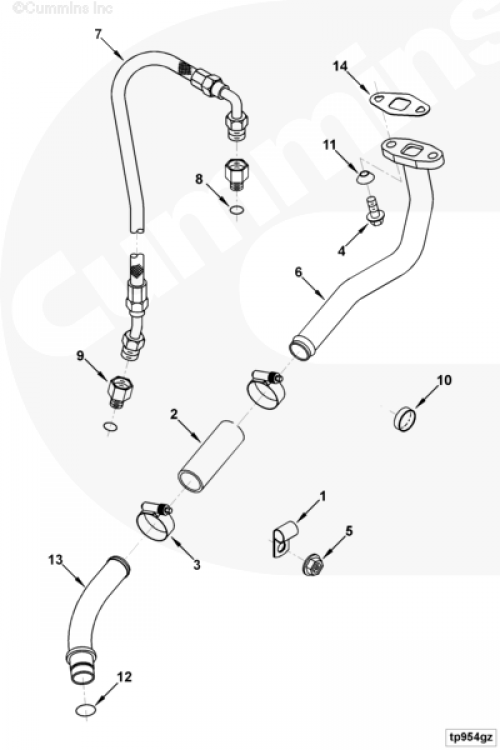 Трубка подачи масла к турбине для двигателя Cummins 6BT / EQB