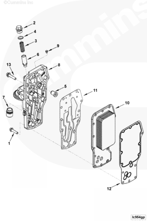 Заглушка основания масляного фильтра для двигателя Cummins 6ISBe 6.7L