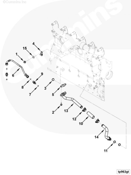 Трубка слива масла с турбины для двигателя Cummins 6ISBe 6.7L