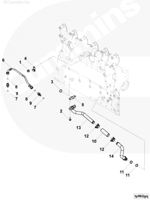 Трубка слива масла с турбины для двигателя Cummins 6ISBe 6.7L