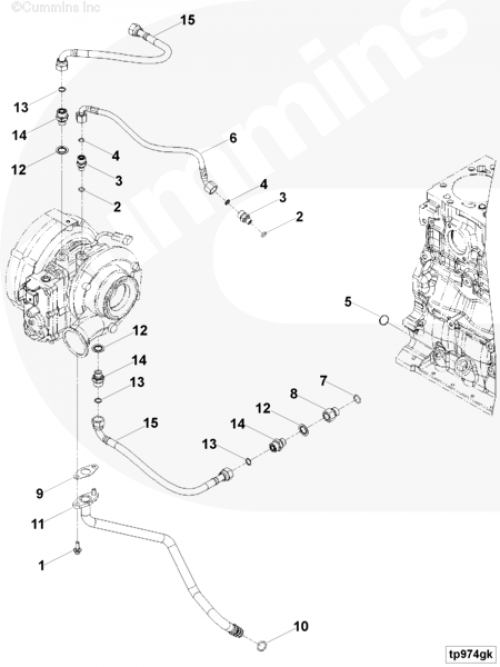 Шланг турбины для двигателя Cummins 6ISBe 6.7L