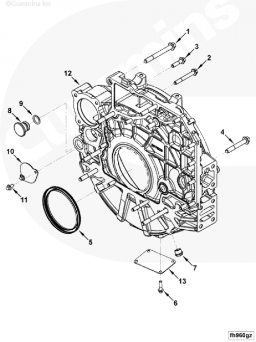 Болт крепления картера маховика для двигателя Cummins QSB 6.7L