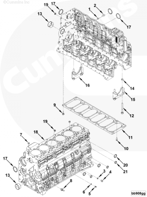 Болт крепления усилителя блока цилиндров для двигателя Cummins QSB 6.7L