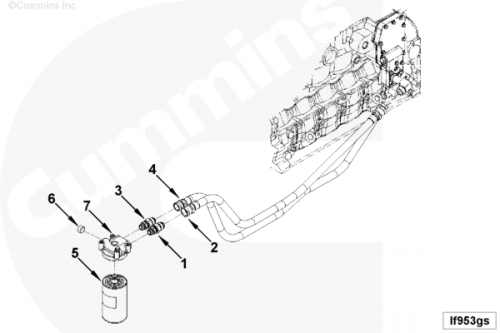 Трубка масляного фильтра для двигателя Cummins QSB 6.7L