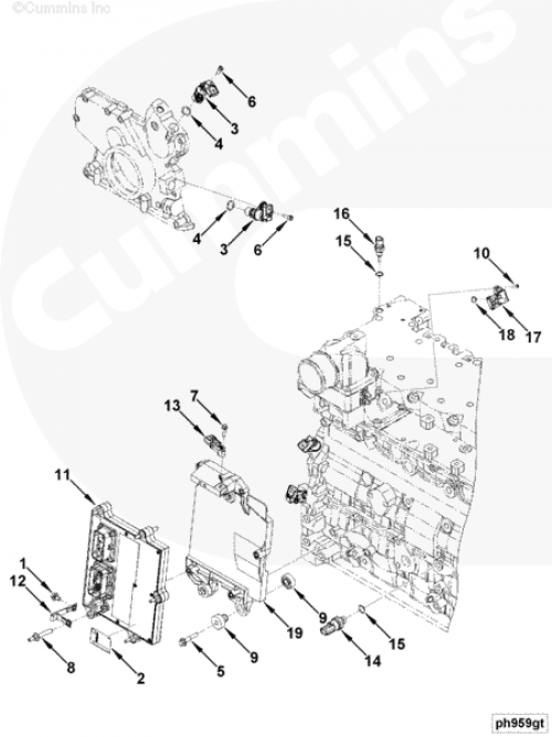 Болт крепления модуля управления для двигателя Cummins QSB 6.7L