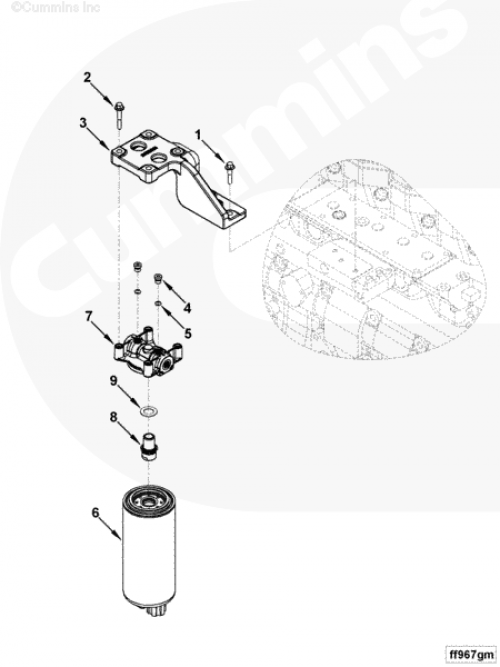 Кронштейн основания топливного фильтра для двигателя Cummins QSB 6.7L