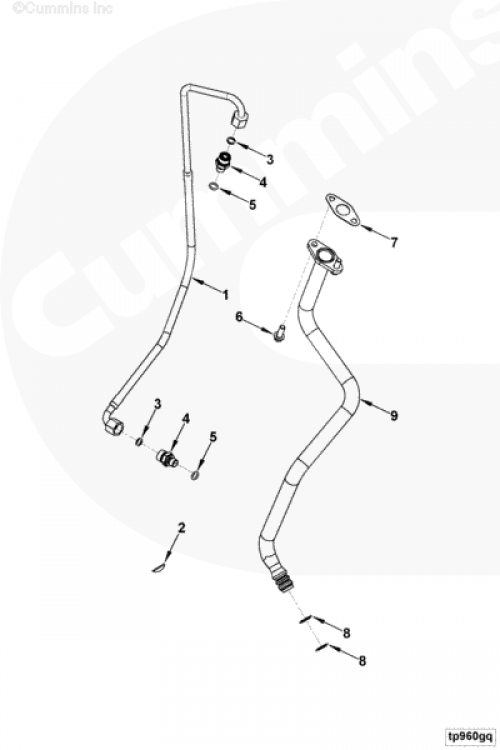 Трубка подачи масла к турбине для двигателя Cummins QSB 6.7L
