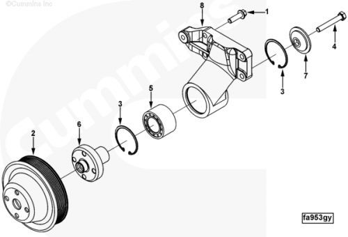 Кольцо пружинное шкива вентилятора для двигателя Cummins ISLe 8.3L