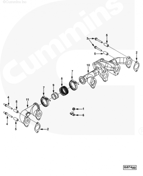 Адаптер выпускного коллектора для двигателя Cummins ISLe 8.3L