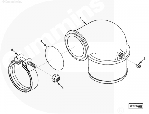 Гайка хомута патрубка забора воздуха для двигателя Cummins ISLe 8.3L
