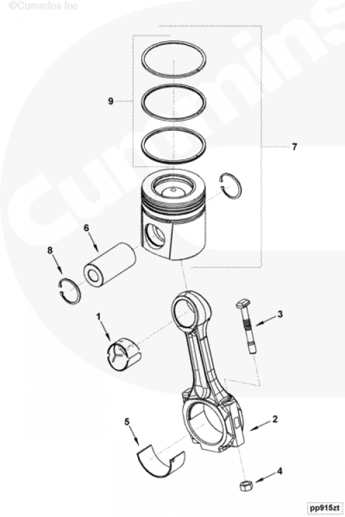 Поршень в сборе для двигателя Cummins ISLe 8.3L