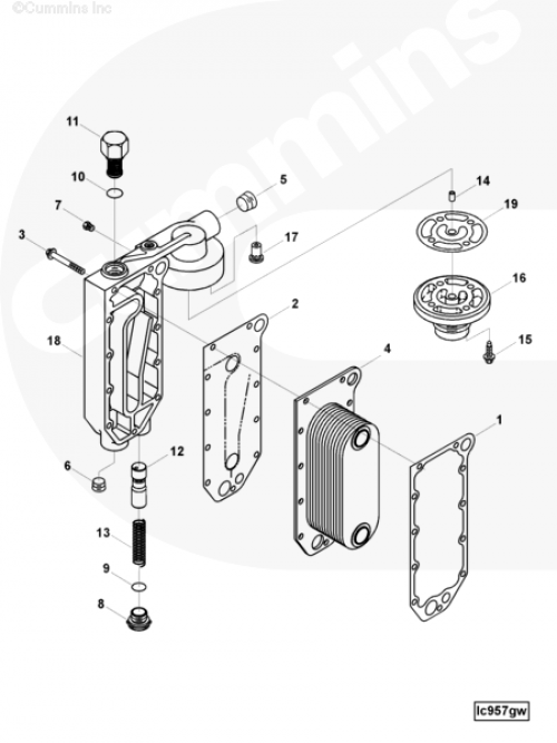 Прокладка маслоохладителя (теплообменника) для двигателя Cummins 6CT