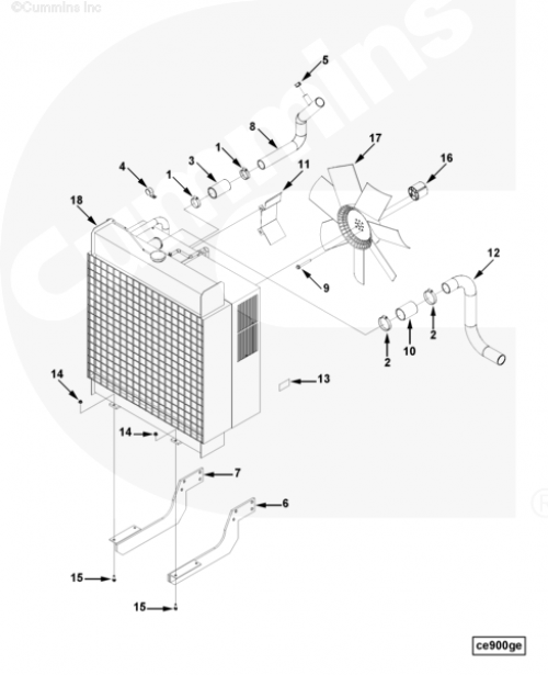 Радиатор для двигателя Cummins 6CT