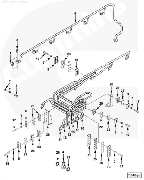 Трубка топливная 2-го цилиндра для двигателя Cummins 6CT