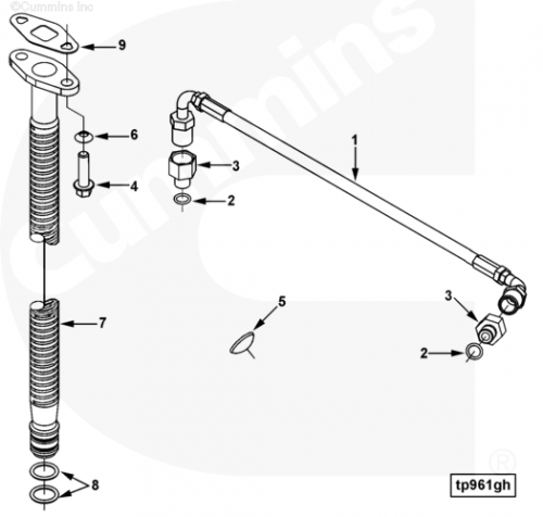 Прокладка трубки слива масла с турбины для двигателя Cummins 6CT