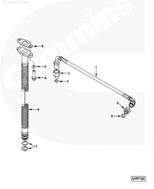 Трубка подачи масла к турбине для двигателя Cummins 6CT
