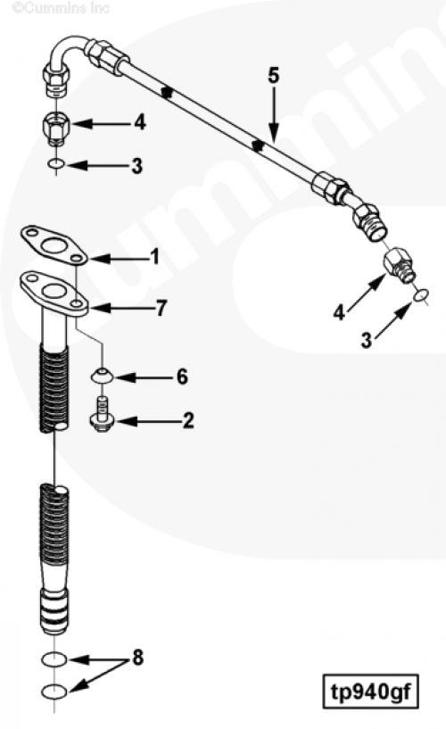 Трубка подачи масла к турбине для двигателя Cummins 6CT