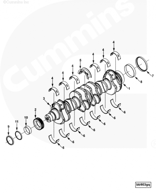 Комплект коренных вкладышей для двигателя Cummins QSC 8.3L