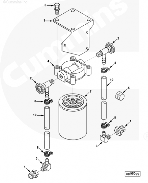 Кронштейн фильтра охлаждающей жидкости для двигателя Cummins QSC 8.3L