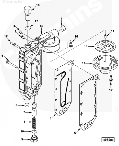 Прокладка головки масляного фильтра для двигателя Cummins QSC 8.3L