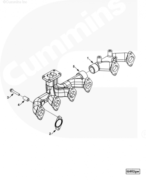 Выпускной коллектор 1-2 цилиндра для двигателя Cummins QSC 8.3L