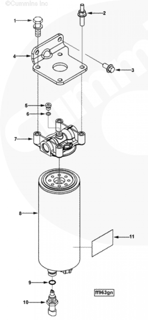 Болт крепления кронштейна топливного фильтра для двигателя Cummins QSC 8.3L