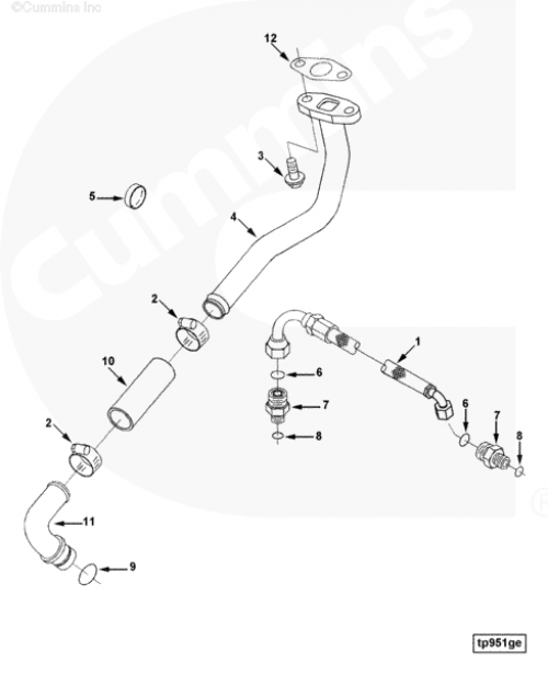 Прокладка трубки слива масла с турбины для двигателя Cummins QSC 8.3L