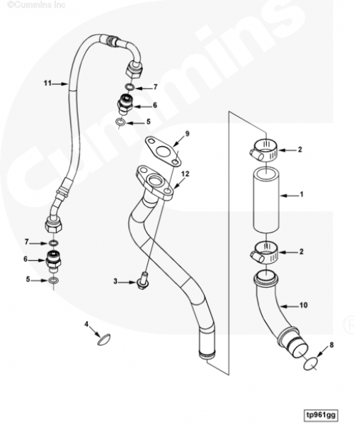 Трубка слива масла с турбины для двигателя Cummins QSC 8.3L