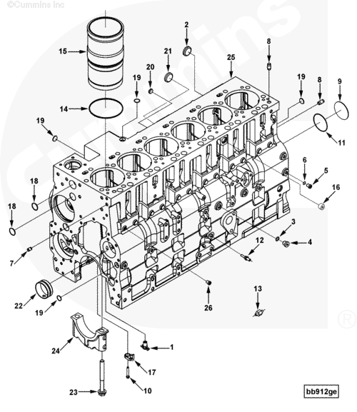 Блок цилиндров для двигателя Cummins ISLe 8.9L