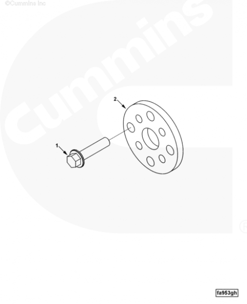 Болт крепления пластины шкива вентилятора для двигателя Cummins ISLe 8.9L