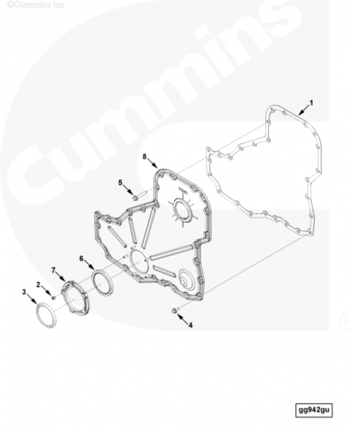 Прокладка передней крышки и корпусом распределительных шестерен для двигателя Cummins ISLe 8.9L