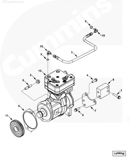 Болт крепления кронштейна воздушного компрессора для двигателя Cummins ISLe 8.9L