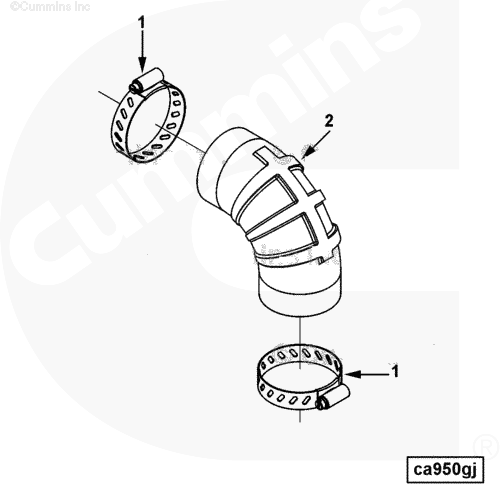 Хомут патрубка Г-образного от фильтра к турбокомпрессору для двигателя Cummins ISLe 8.9L