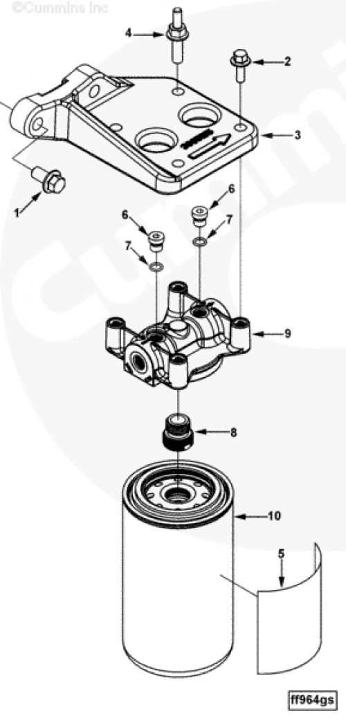 Основание топливного фильтра для двигателя Cummins ISLe 8.9L