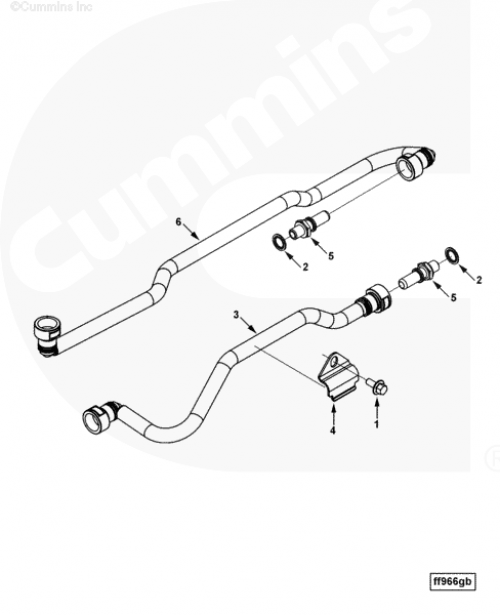 Трубка подачи топлива от фильтра к ТНВД короткая для двигателя Cummins ISLe 8.9L