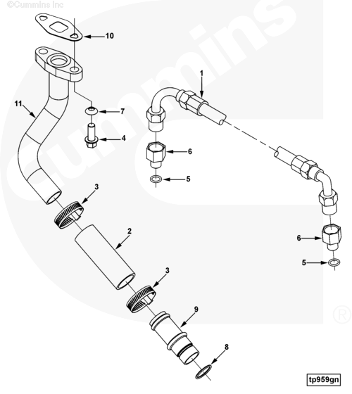 Трубка подачи масла к турбине для двигателя Cummins ISLe 8.9L