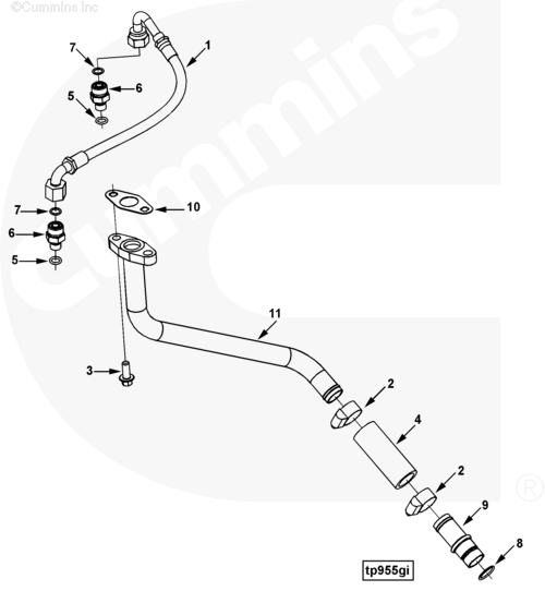 Трубка слива масла с турбины для двигателя Cummins ISLe 8.9L