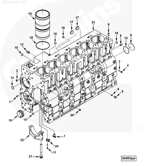 Заглушка блока цилиндров для двигателя Cummins QSL 9L