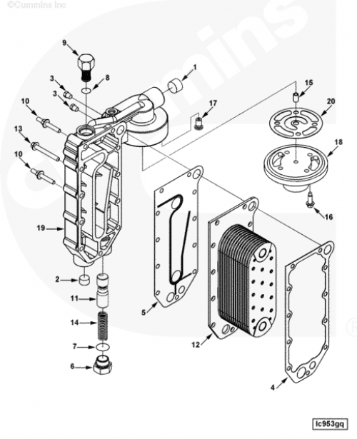 Прокладка маслоохладителя (теплообменника) для двигателя Cummins QSL 9L
