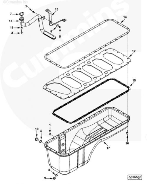 Прокладка поддона масляного картера для двигателя Cummins QSL 9L