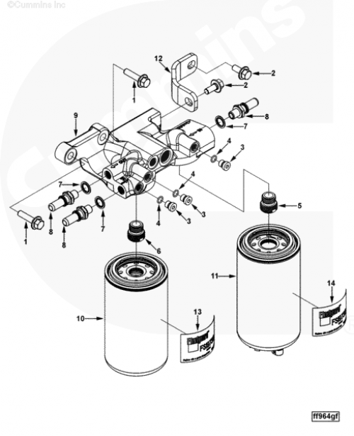 Болт крепления основания топливного фильтра для двигателя Cummins QSL 9L