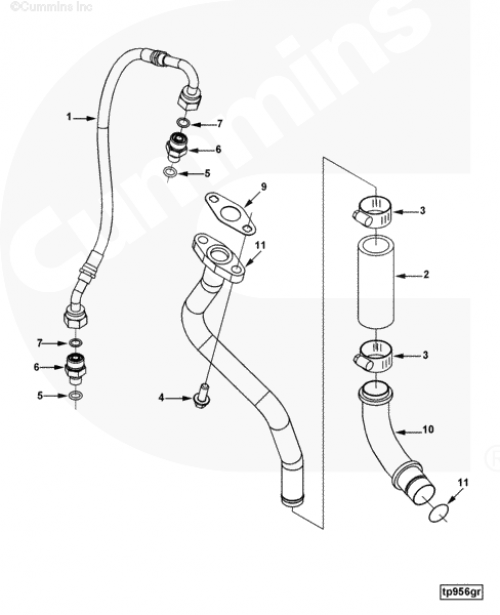 Трубка слива масла с турбины для двигателя Cummins QSL 9L