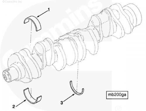Вкладыш коренной коленвала нижний (0.75) 3-го ремонта для двигателя Cummins L10