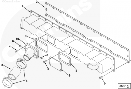 Прокладка патрубка охладителя наддувочного воздуха для двигателя Cummins L10
