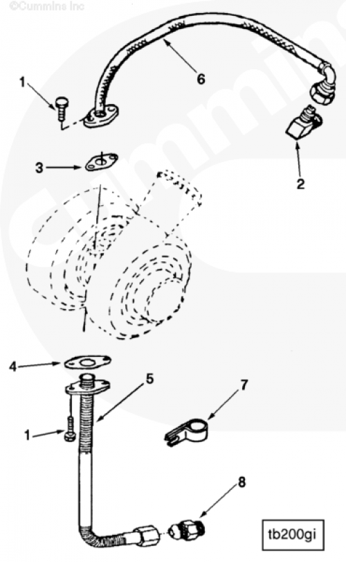 Трубка подачи масла к турбине для двигателя Cummins L10