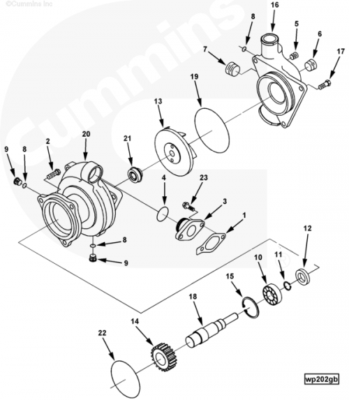 Ремкомплект насоса водяного для двигателя Cummins ISM 11L