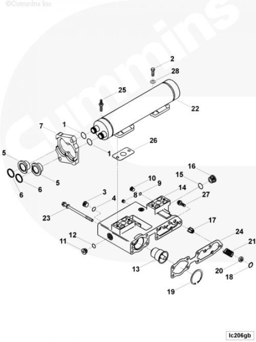 Головка масляного фильтра для двигателя Cummins QSM 11L