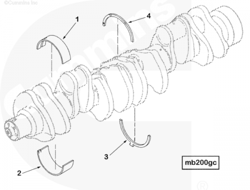 Комплект коренных вкладышей (0.1) 4-го ремонта для двигателя Cummins QSM 11L